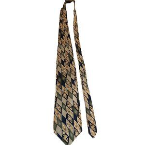 Boston Harbor Silk Tie Navy Olive Diamond Geometric 90s Prep Work Dad Gift